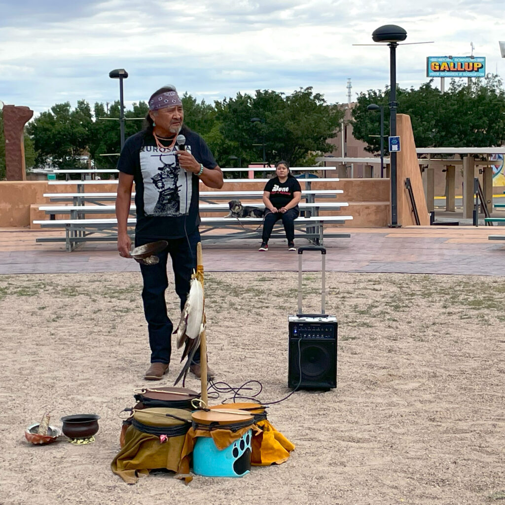 Norman Patrick Brown, who is Diné, talks about drilling and mining activities on the Navajo Nation. Credit: Noel Lyn Smith/Inside Climate News