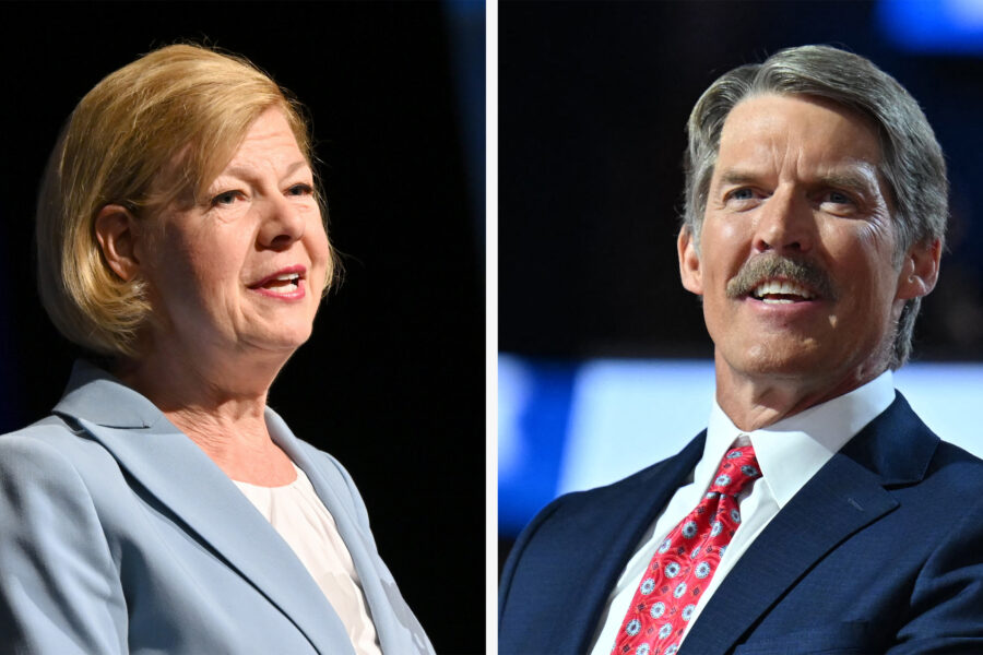 Sen. Tammy Baldwin, the Democratic incumbent, is challenged by Eric Hovde in the Wisconsin Senate race. Credit: Daniel Boczarski/Getty Images and Angela Weiss/AFP