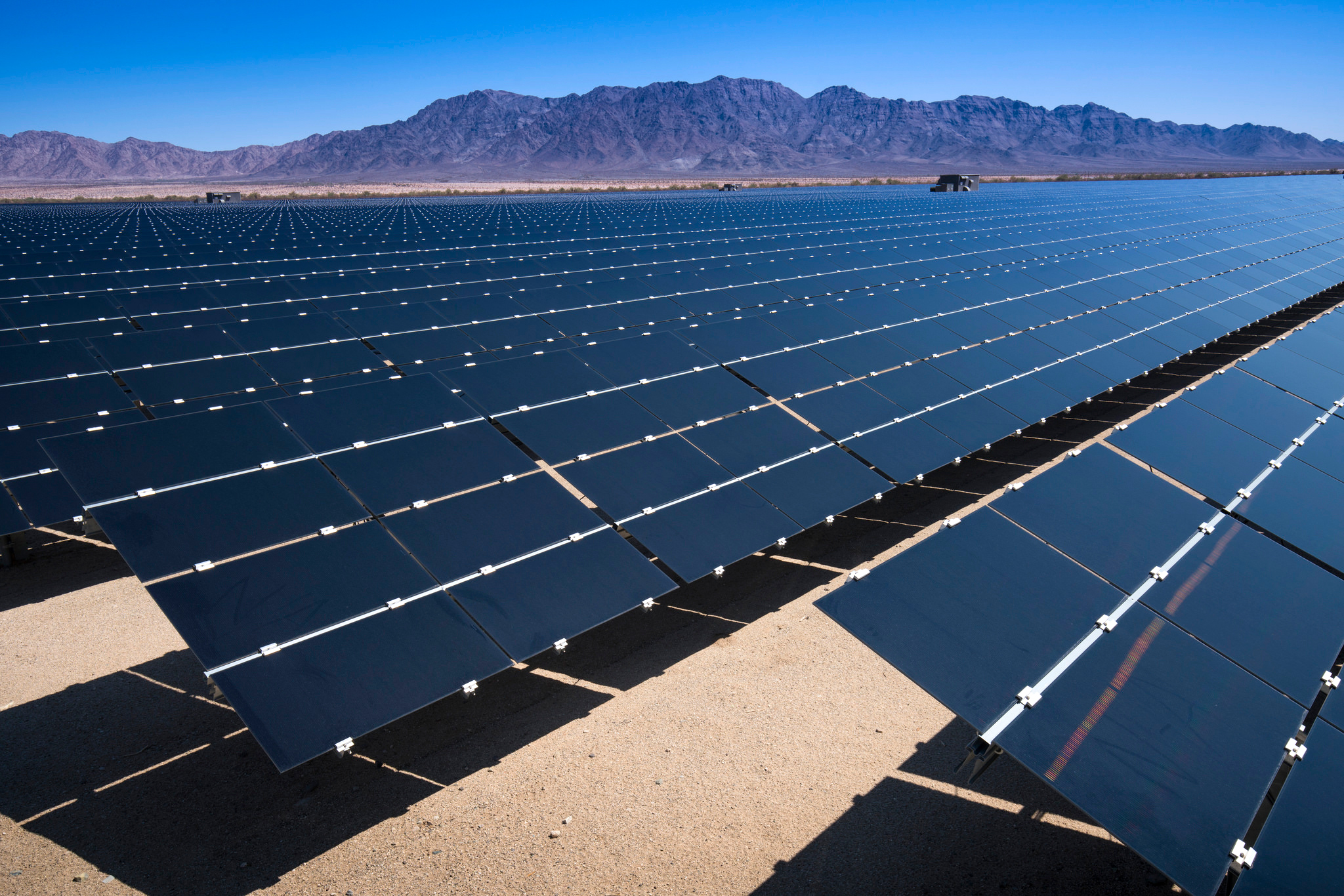 Utility solar, like the one pictured, have taken off in California. Wyoming could soon be home to similarly large projects, but it’s progress on solar development still lags behind many of its western peers. Credit: Tom Brewster/Bureau of Land Management