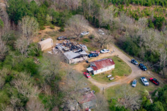 The Griffice family's home that exploded in Adger is one of more than a hundred that Oak Grove Mine operators have said could be impacted by subsidence. Credit: Lee Hedgepeth/Inside Climate News