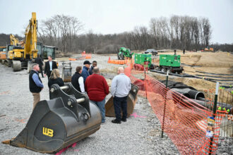 President Joe Biden receives an operational briefing from EPA officials on the response and recovery effort at the East Palestine, Ohio train derailment site on Feb. 16. Credit: Mandel Ngan/AFP via Getty Images