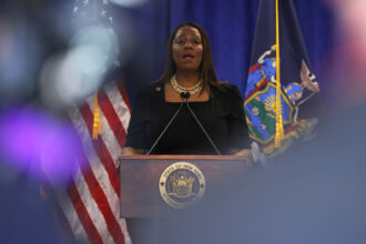 State Attorney General Letitia James speaks during a press conference on Feb. 16 in New York City. Credit: Michael M. Santiago/Getty Images