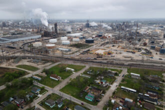 An aerial view of the ExxonMobil Baytown Complex in Houston. Credit: Mark Felix/The Washington Post via Getty Images