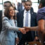 Vice President Kamala Harris greets people during a campaign stop on Tuesday in Atlanta, Georgia. Credit: Elijah Nouvelage/AFP via Getty Images