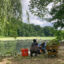 Van Cortlandt Park Alliance employees and volunteers work to remove water chestnuts from the Bronx park during “water chestnut Wednesday.” Credit: Lauren Dalban/Inside Climate News