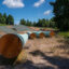 Steel pipe sections of the Mountain Valley Pipeline during construction in Bent Mountain, Virginia, in August 2022. The pipeline became operational on Friday. Credit: Robert Nickelsberg/Getty Images