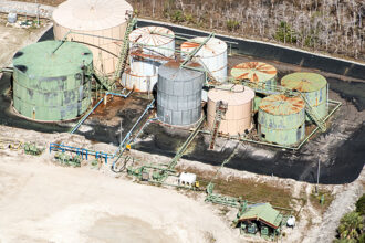 At Raccoon Point, in the Big Cypress National Preserve, oil was detected in 1978. Production began in 1981, and the field was expanded in 1992. Credit: National Parks Conservation Association/LightHawk