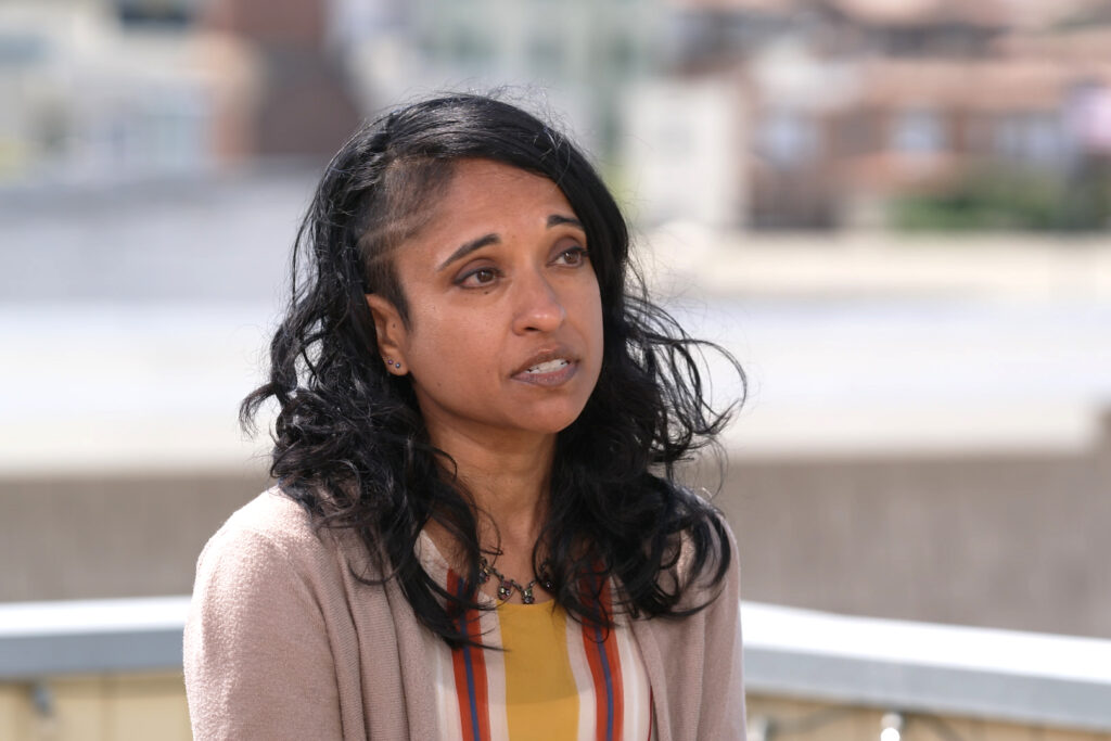 Veena Singla, an adjunct assistant professor of environmental health sciences at Columbia University, discusses her concerns about chemical recycling of plastics during a July interview. Karl Mollohan/CBS News